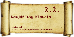 Komjáthy Klaudia névjegykártya